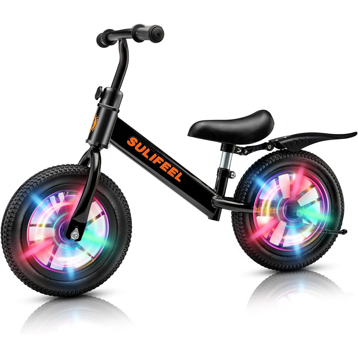 SULIFEEL Colorful Light Up 2 Wheel Kids Baby Balance Bike for 1 Year Old Boys Girls Birthday Gift First Bike Adjustable Full Wheel Illuminated Klydren Toddler Bike for 2 3 4 5 6 Years Old Lightweight