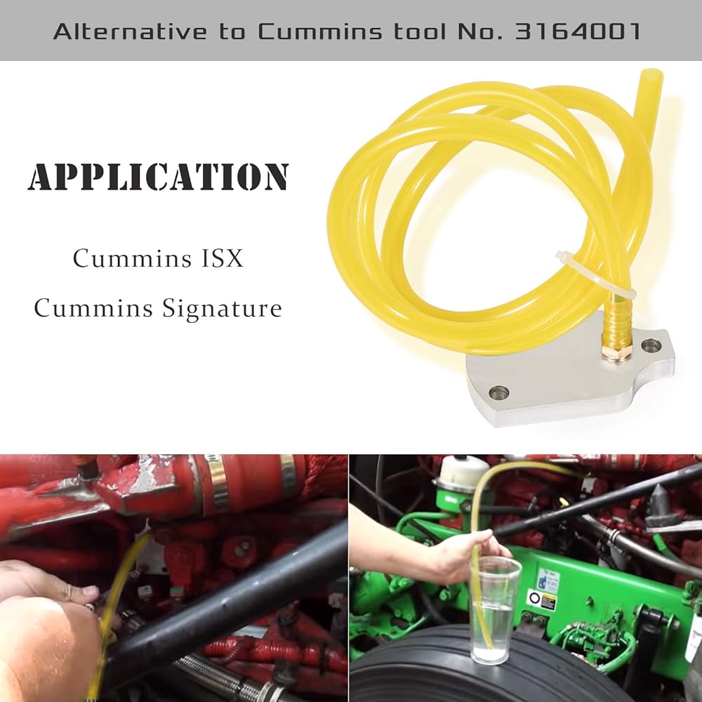 3164001 Fuel Injector Leak Test Kit Cummins ISX/Signature Engine Aluminum Alloy Adapter Plate and PVC Flexible Tube (Length: 1000mm)