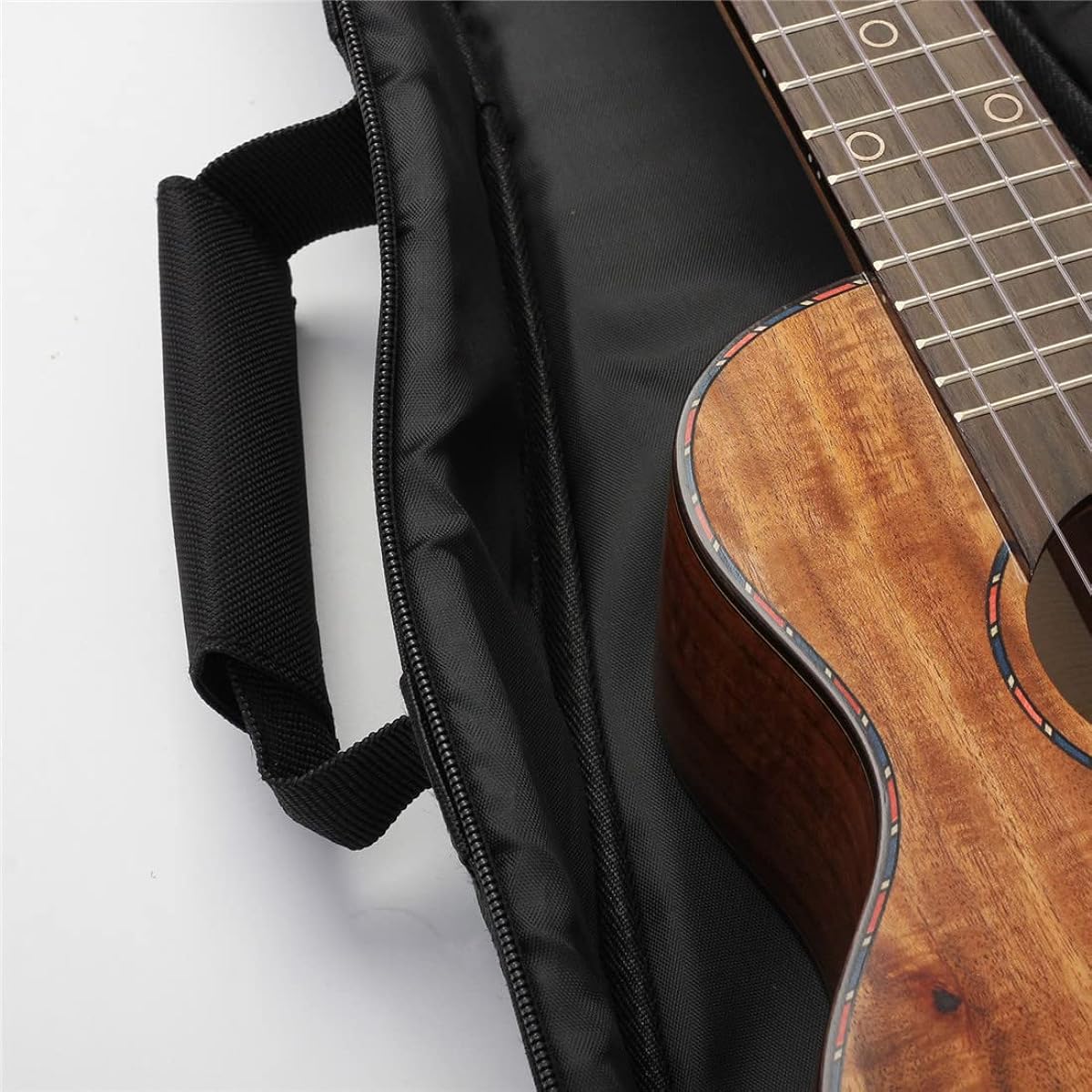 Longteam Linen Simple Ukulele Case 10mm Sponge Portable Waterproof Ukulele Bag Cover Uke Gig Bag with Accessory Storage Pocket (21 Inch Soprano, Cherry Blossom)