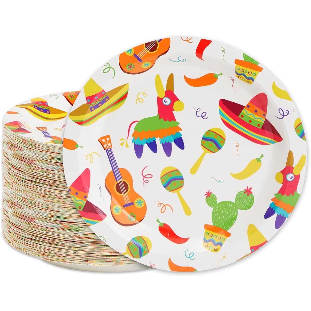 Cinco de Mayo Party Plates Mexican Fiesta Supplies (9-inch 80-Pack)