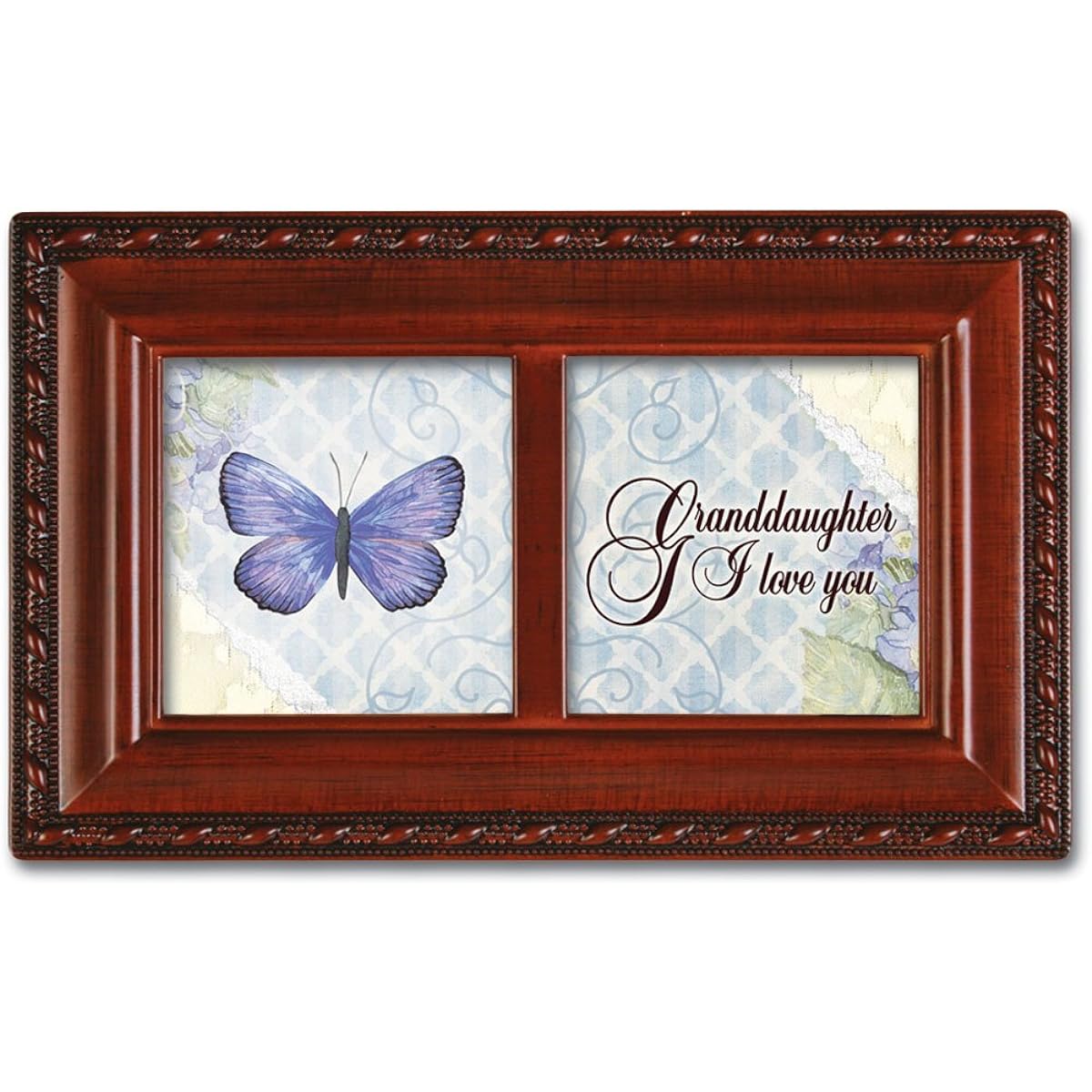 Granddaughter Petite Woodgrain Music Box Plays Light Up My Life