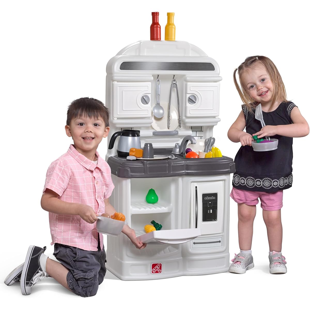 Step2 Quaint Kitchen Pretend Kitchen Set for Kids, Ages 2 and Up, 20 Pieces, Pretend Play, Pots, Pans, Toys, Accessories, Easy Assembly, White