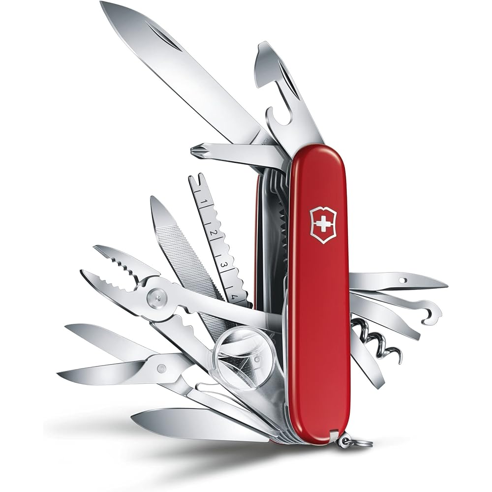 VICTORINOX Swiss Champ All 6 Colors Multifunctional Knife Disaster Prevention Goods Outdoor Camping Pliers Scissors with Loupe Swiss Made Multi-Tool with 33 Functions Compact Disaster Prevention Goods Jutoku Knife [Domestic Genuine Product]