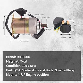 MOTOYUN Starter Motor and Solenoid Relay GY6 Engine 125CC 150CC ATV Scooter Moped ATV Go Kart Quad 4 Wheel Vehicle Taotao Baja