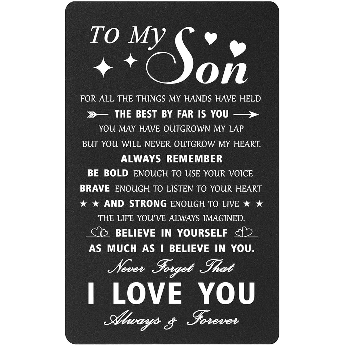Mataly To My Son Wallet Insert Card Mom to Son Gift Mini Love Note Gift Son Birthday Graduation Gift