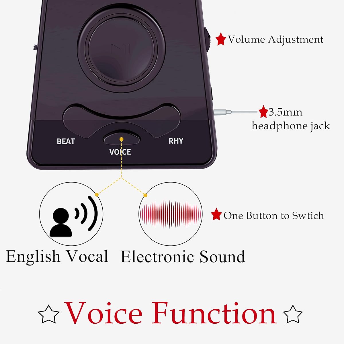 AUPHY Digital Metronome Piano Guitar Drum Violin woth Timer Vocal Headphone Jack Black