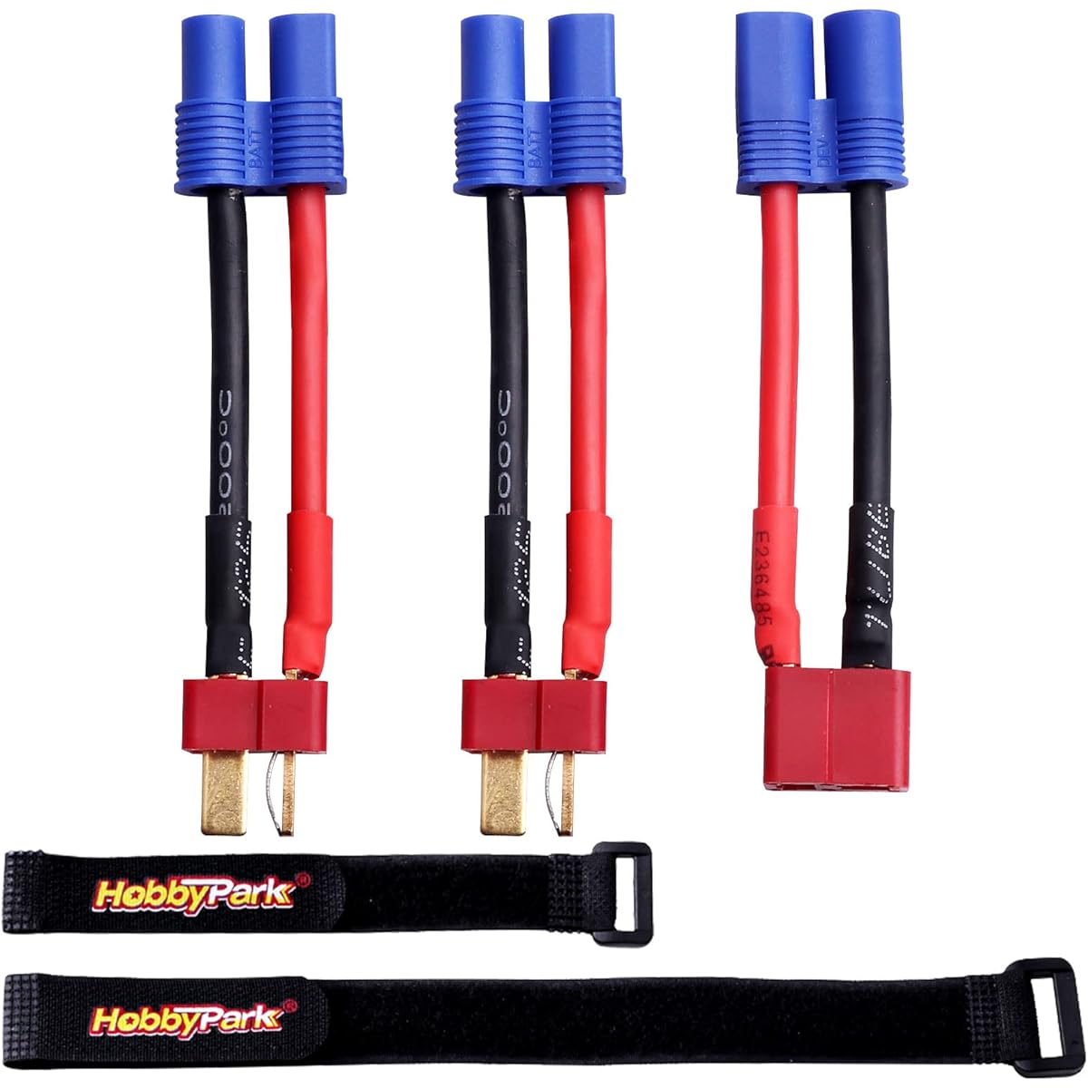Hobbypark Deans T Plug to EC3 Connector Adapter RC Lipo Battery/Charger Adapter 14AWG Gauge Wire for RC Car Truck Drone (Pack of 3)