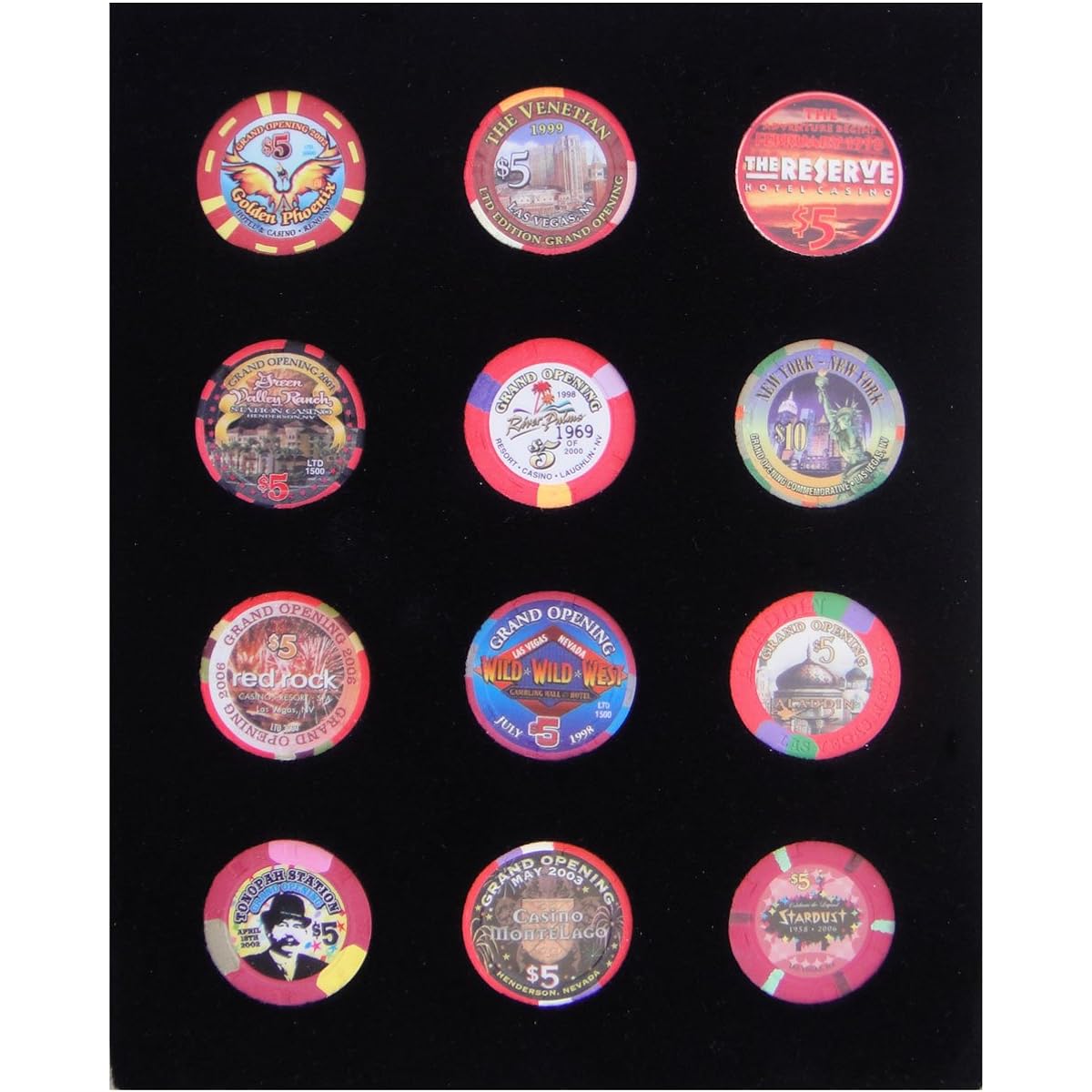 Chip Insert 12 Casino Chips Display Board Case 8 x 10