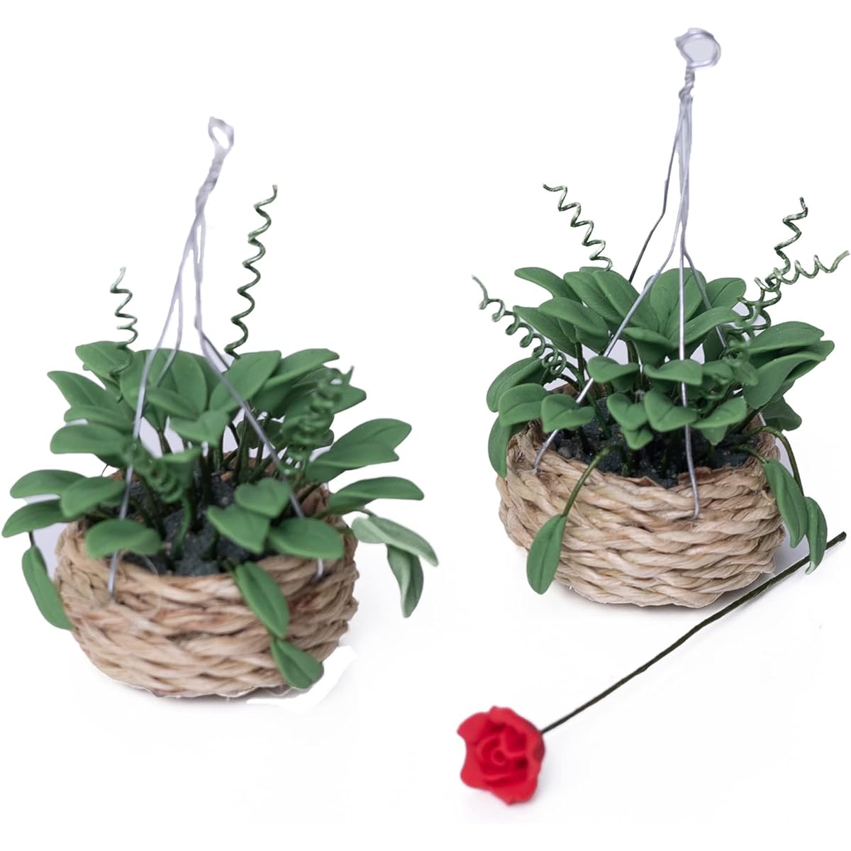 Taponukea Miniature Dollhouse Plants Dollhouse Furniture Accessories Hanging Plant Pots Model 1:12 Scale (2 Flower Pots)