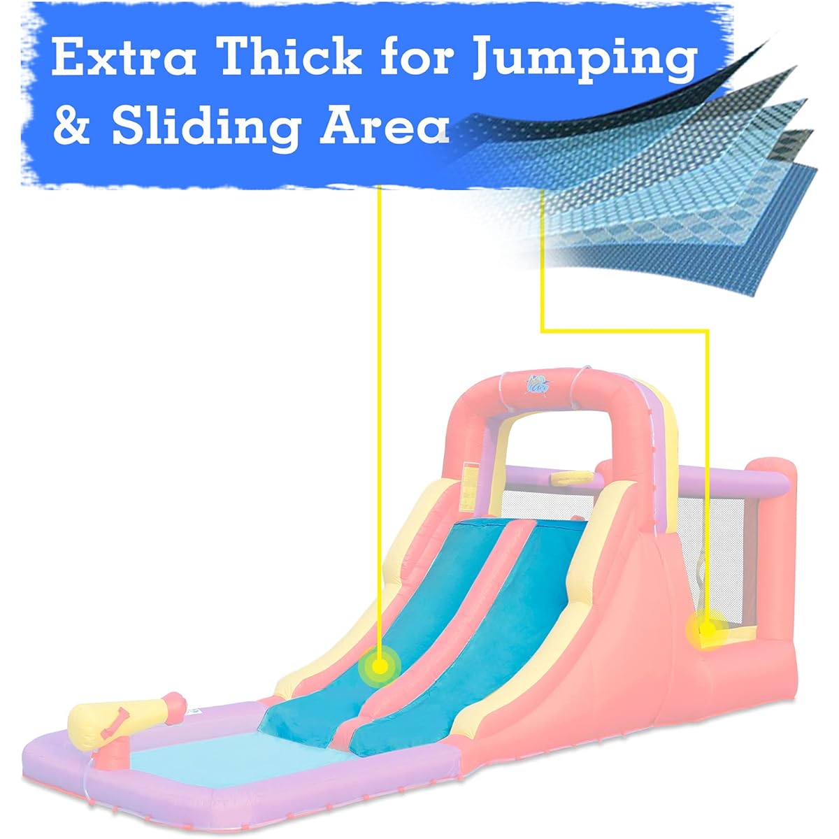 Action Air Bounce House Dry & Wet Inflatable Water Slide Slide with Large Bounce Area Durable Stitching Extra Thick for Summer Winter Kids (9185)