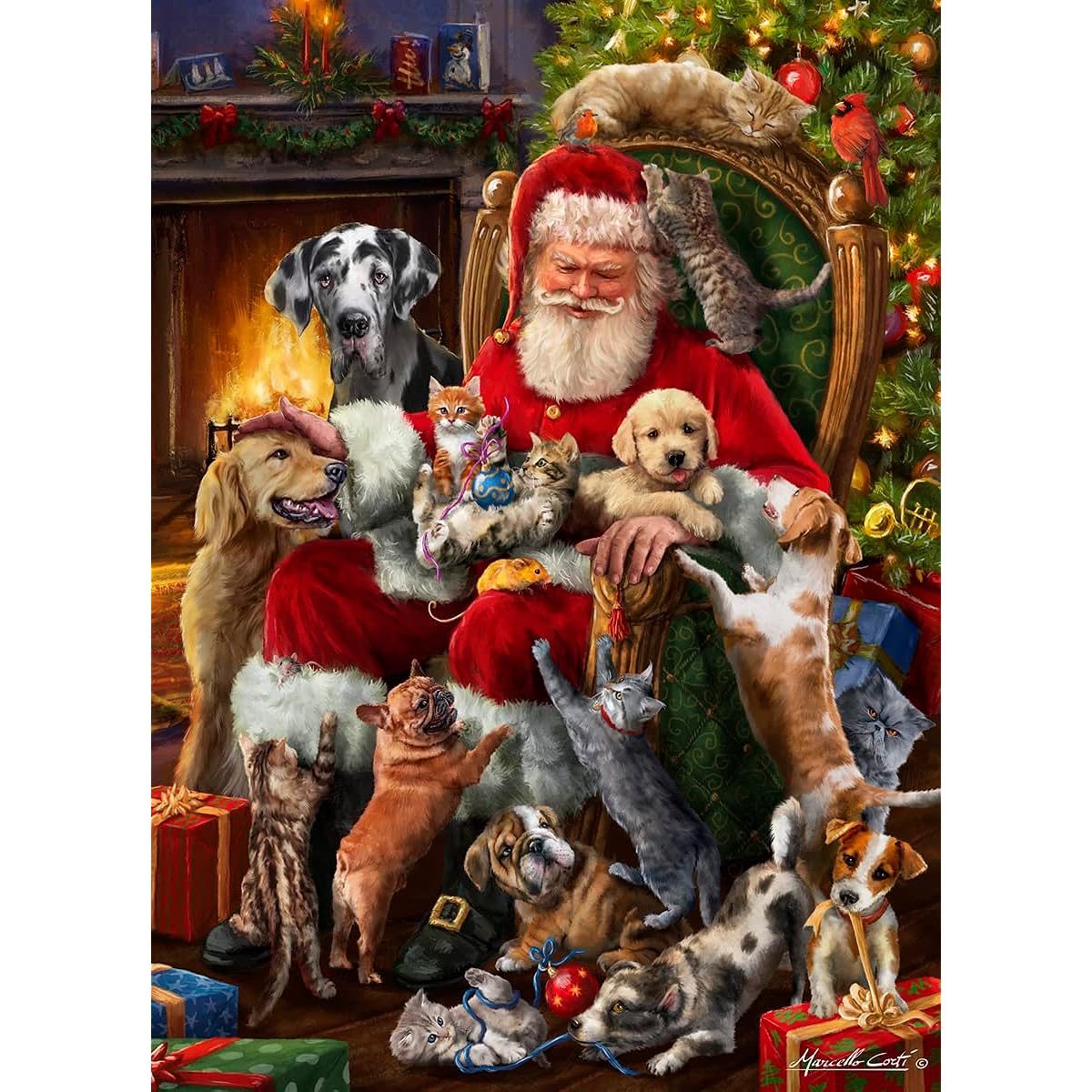 Vermont Christmas Company Santa's Little Friends Jigsaw Puzzle 1000 Piece