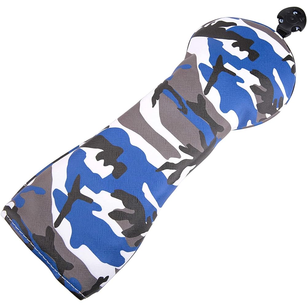 High quality PU leather driver/wood FW head cover 3-piece set No. 1 + No. 3 + No. 5 set (American flag pattern star/American flag eagle pattern/camouflage/red x black/skull x England flag) (camouflage blue)