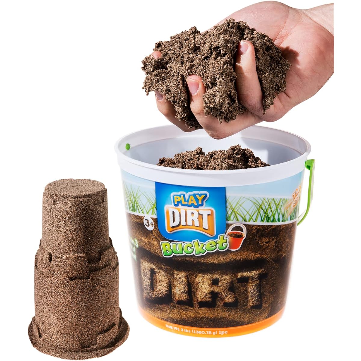 Sands Alive Play Dirt Bucket - 3 lbs of Unique Kinetic Dirt-Like Sand - Fill, Dig and Have Fun