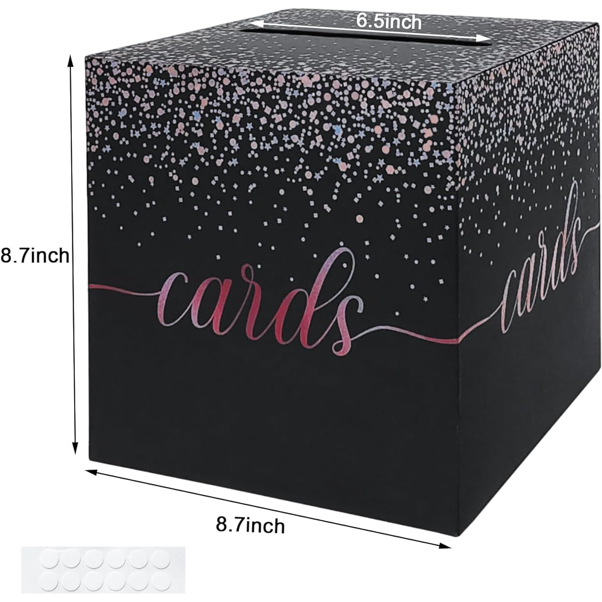 QIKSION Rose Gold Card Box for Party Black and Rose Gold Gift Card Box Holder Money Box for Birthday Bridal Shower Wedding Baby Shower Graduation Anniversary