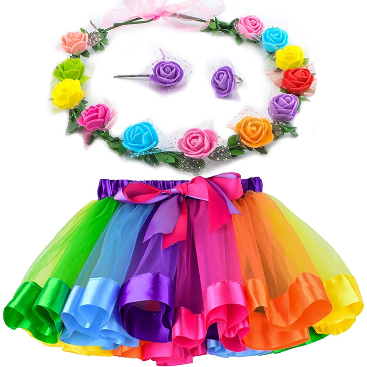 Toycost Tutu Dress Princess Costume Skirt Outfit Girls Party Dress Up Birthday Sash