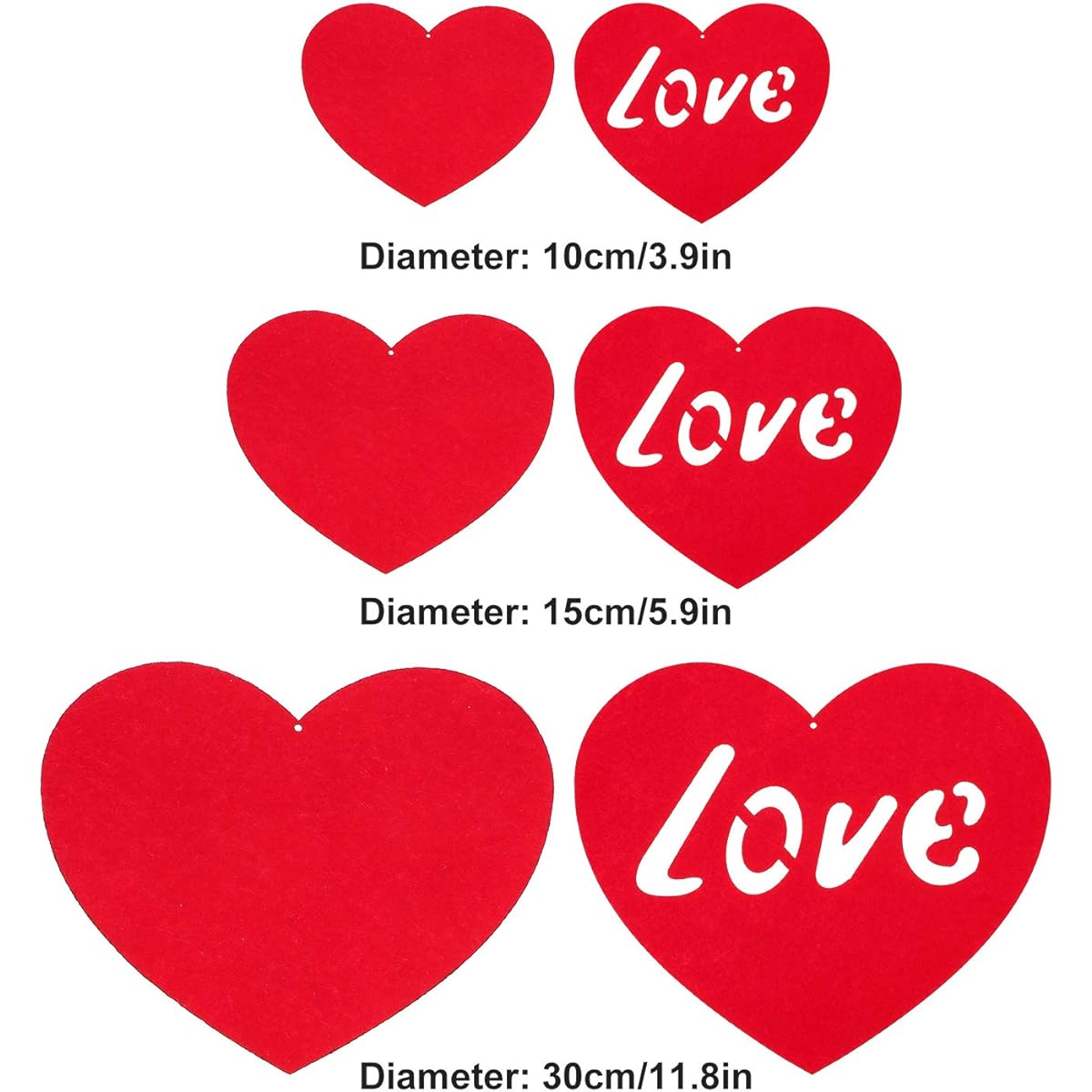 30 Pieces Valentine Hanging Hearts Valentine's Day Hanging Decorations Red Love Heart Ornaments for Wedding Party Outdoor Yard Lawn