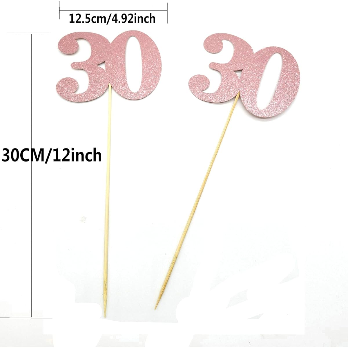 30 Centerpiece Sticks Rose Gold Glitter 30th Birthday Table Centerpiece Flower Toppers Party Supplies 4CT (Rose Gold)