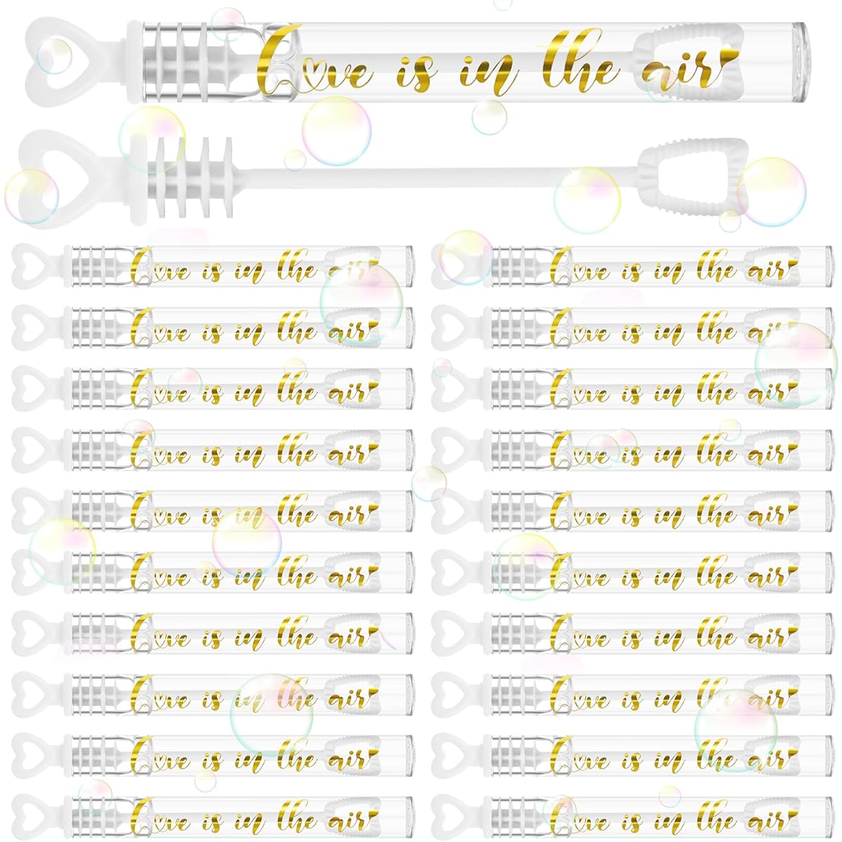 Hollowfly 120 Pack Bubble Wands Bulk Bubbles Party Favors Goodie Bags Small Fillers Birthday Party Supplies Giveaways with Bubble Liquid (Love is in The Air)