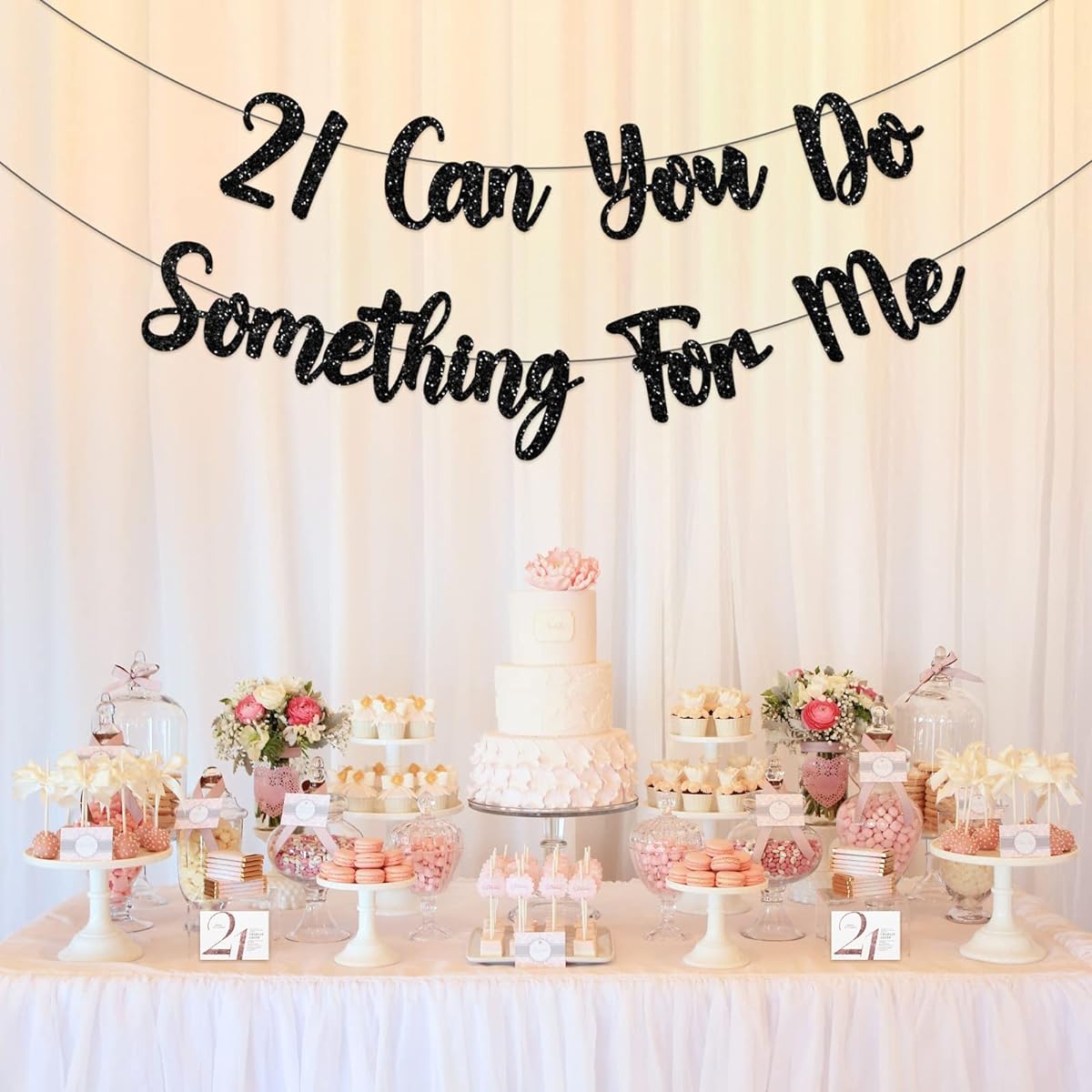 21st Birthday Banner, 21 Can You Do Something for Me Banner, Black, Her, Him, 21st Birthday Decorations, Party Supplies