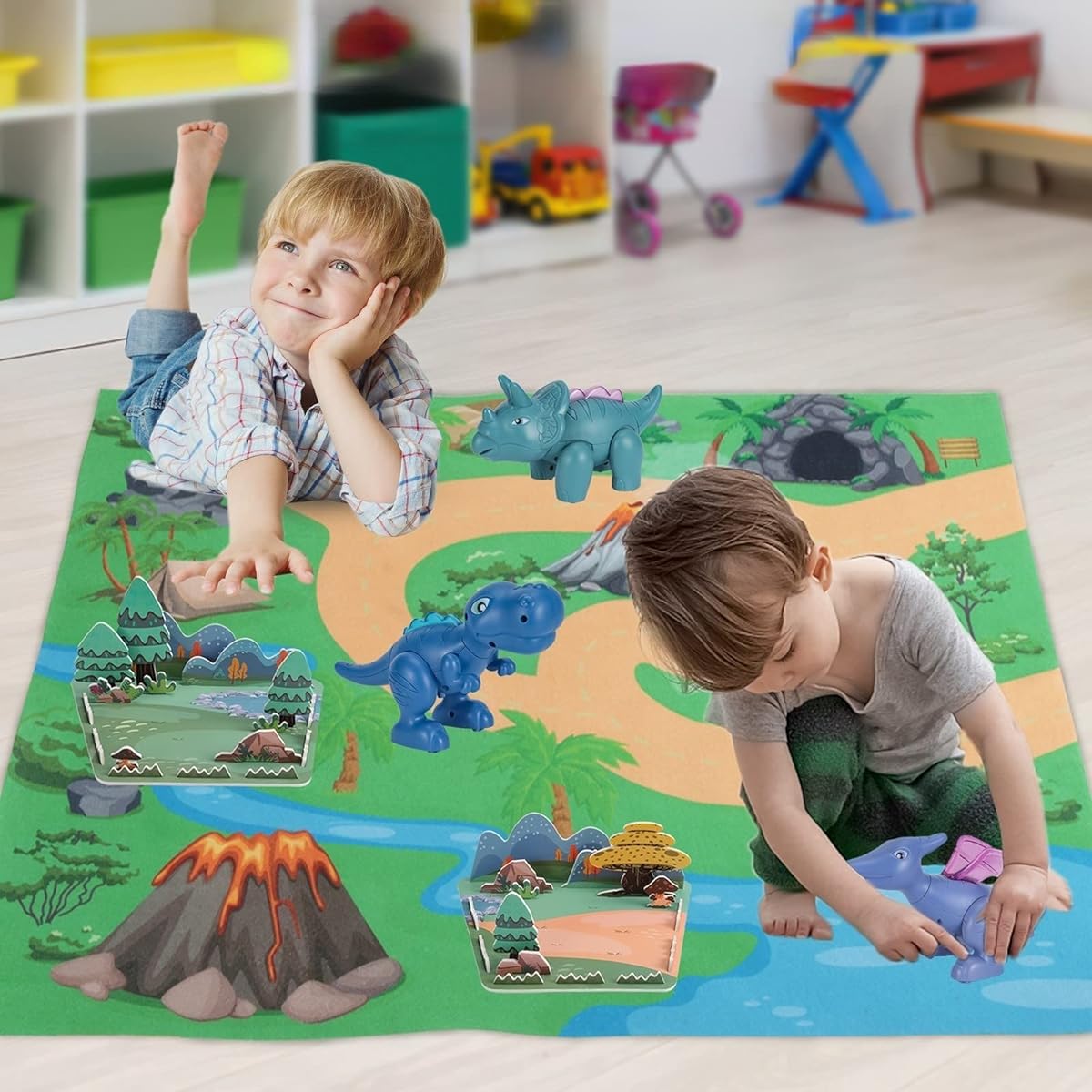 Magnetic Dinosaur Toys for Kids 3-5 Years Old Take Apart Dinosaur Toy with Lights, Roaring Sounds, Play Mat & Painting Kit Kids Trex Dinosaur Toys Christmas Birthday Gifts for Boys Girls Ages 2 3 4 5