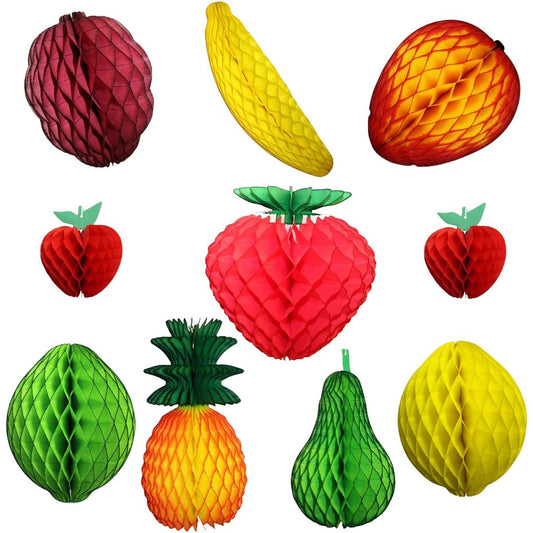 10 pieces large honeycomb paper fruit decorations