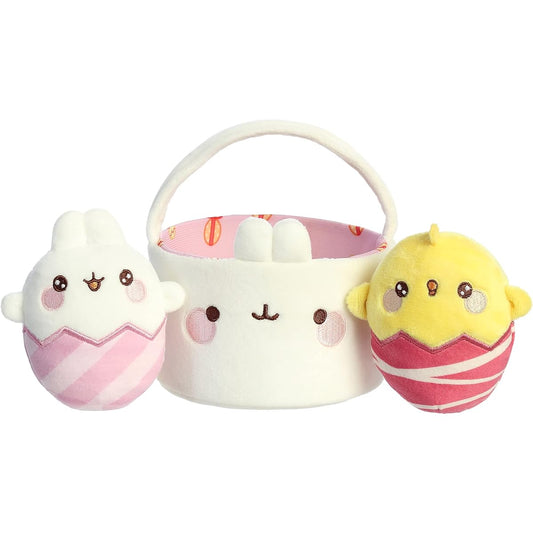 Aurora® Playful Molang Easter Basket Plush - Adorable Character Design - White 6"