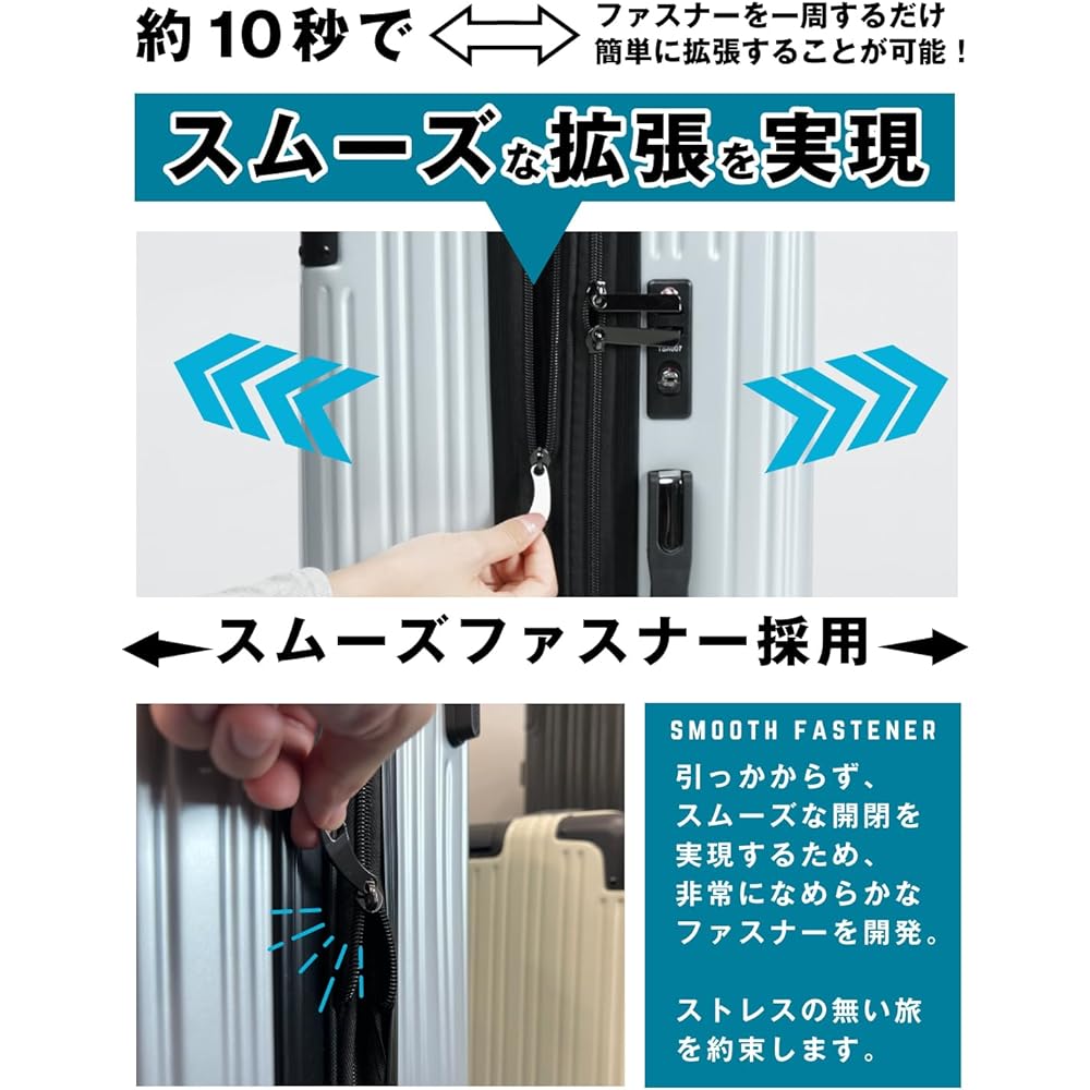 HOME COCCI Suitcase Carry Case Carry-on Ultra Light Shockproof ABS+PC Large 360 Degree Rotation Quiet Double Casters TSA Lock Included Travel Business Trip Domestic Travel Overseas Travel S Size 1-3 Nights Silver