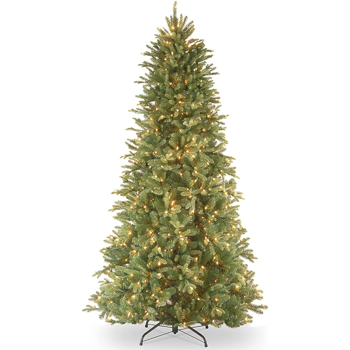 National Tree Company "Feel Real" Artificial Christmas Tree Lights | Pre-Stringed with White Lights and Stand | Tiffany Fir Slim - 6.5 ft
