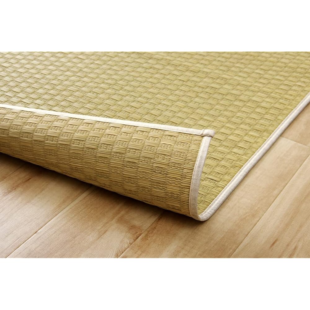 Ikehiko Corporation Rush Rug Carpet Plain Natural Approximately 261 x 352 cm Edoma 6 Tatami Domestic Lattice Simple Hanagoza Yearly All Seasons Overlay Cover #8850636