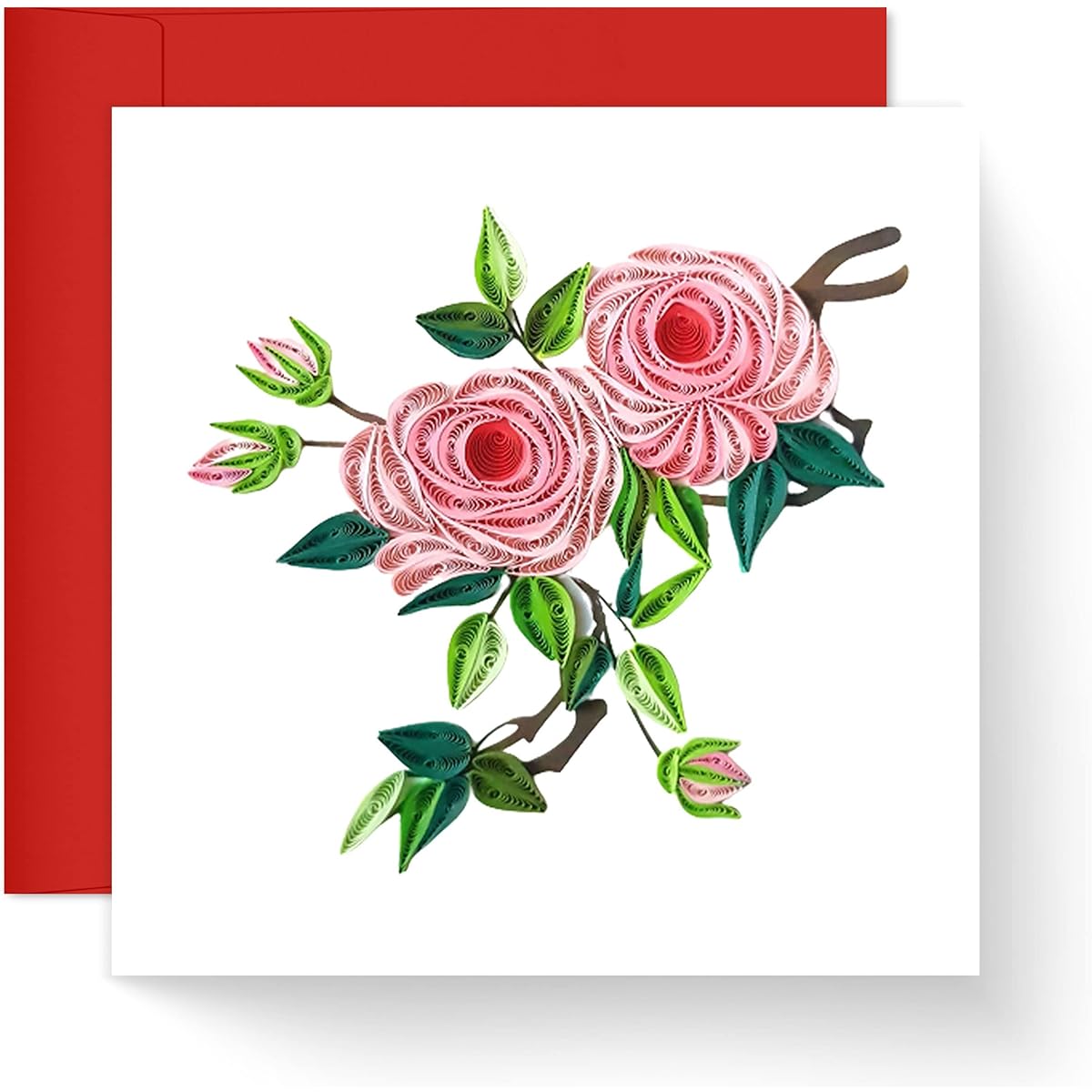 Quilling Card 3D Rose Unique Special Paper Handmade Art - Design Greeting Cards Christmas Birthday Anniversary Mother Appreciation - Design Gifts Friend Love Mom with Envelope
