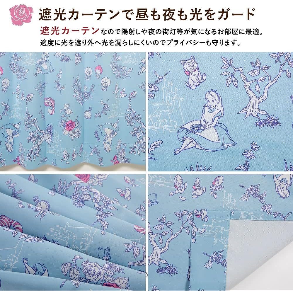 Disney Alice in Wonderland Grade 2 Blackout Thermal Curtains, Set of 2, Width 100 x 135cm Length SB-638-D
