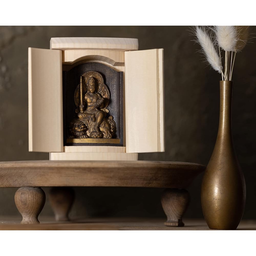 Zeku Manjushri Bodhisattva Buddha statue with Zushi (golden antique finish) Jyōkazan Jujyoin prayer _ Born in the Year of the Rabbit Twelve Zodiac Amulet Principal Image Zodiac (T00254-C
