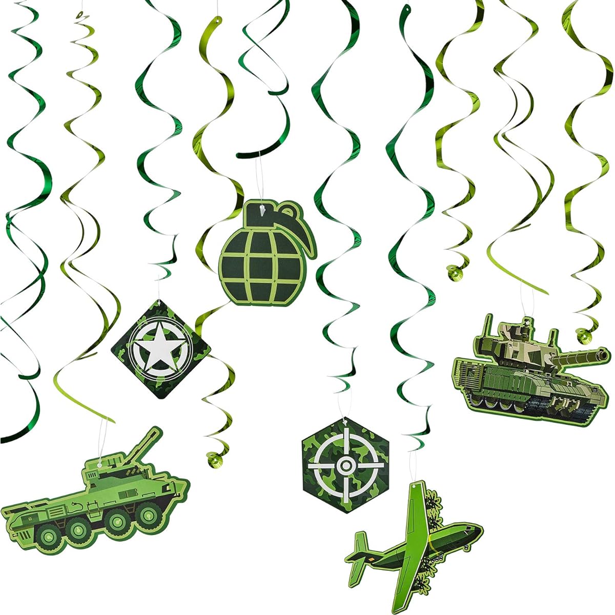 30 Pieces Camouflage Hanging Swirls Camo Spiral Hanging Decorations Ceiling Military Camouflage Theme Party Baby Shower Birthday Supplies