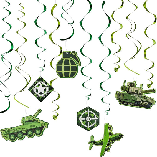 30 Pieces Camouflage Hanging Swirls Camo Spiral Hanging Decorations Ceiling Military Camouflage Theme Party Baby Shower Birthday Supplies