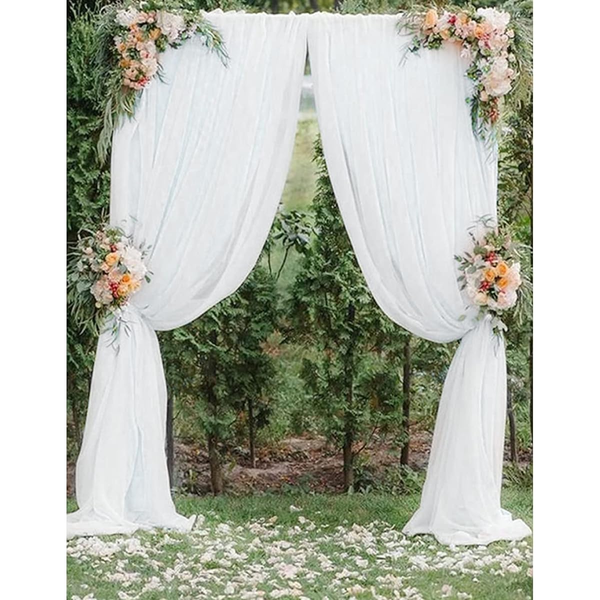 White Backdrop Curtain 10x10ft Chiffon Wedding Arch Backdrop Drape Birthday Party Baby Shower Decor 2 Panels 5ft x 10ft
