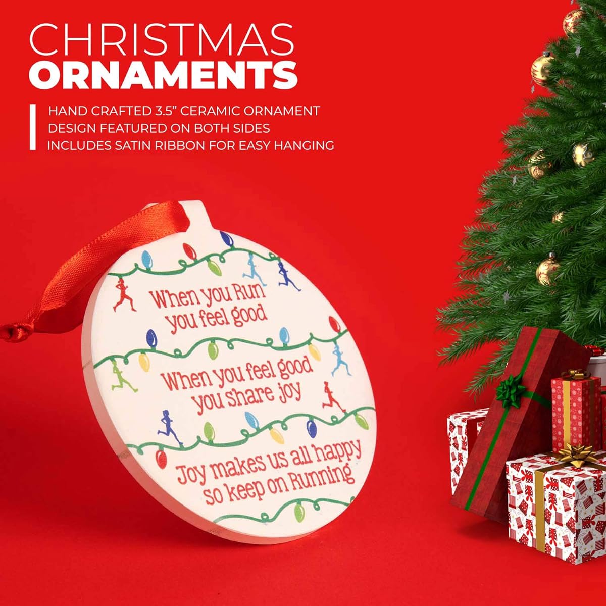 Running Ceramic Ornament | When You Run You Feel Good Christmas Ornament