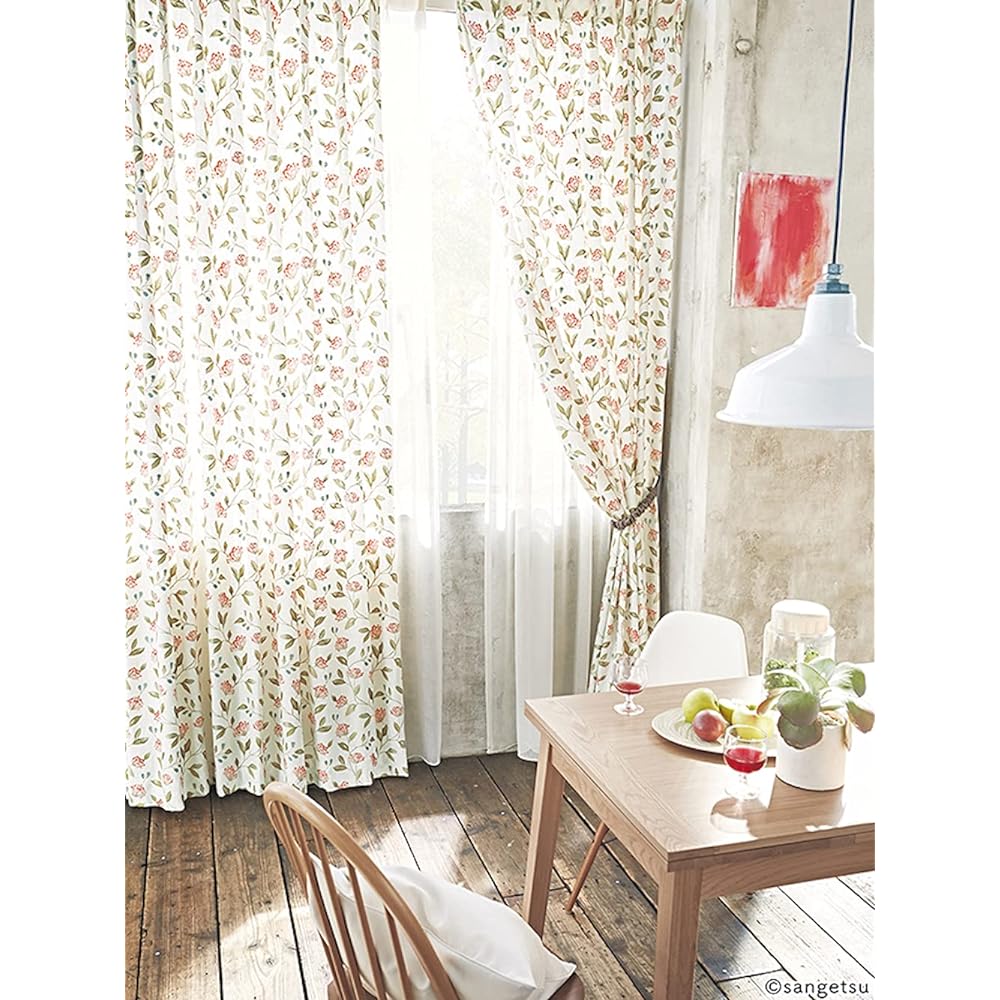 [Sangetsu] ELEGANCE series Linen blend 3D floral embroidered curtains Chemical cycle (for double-door use) 1.5 times pleats Width 125cm x Length 178cm x 2 pieces SC8111 SD6