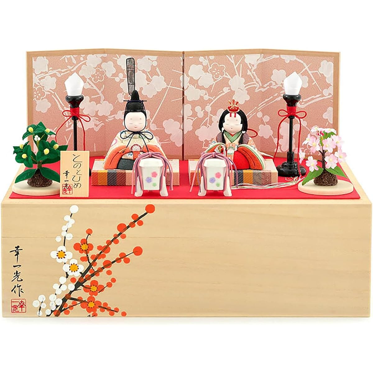 Hina dolls, Koichimitsu, Hina dolls, wood-grained, plump, Hina dolls, storage decorations, prince and princess decorations, Wa Works, Tonohime, paulownia box included, h283-koi-miww100