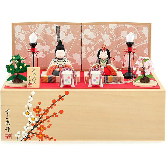 Hina dolls, Koichimitsu, Hina dolls, wood-grained, plump, Hina dolls, storage decorations, prince and princess decorations, Wa Works, Tonohime, paulownia box included, h283-koi-miww100