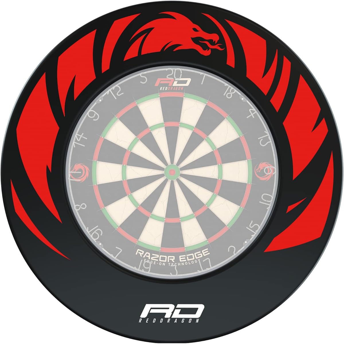 RED DRAGON design dartboard surround.