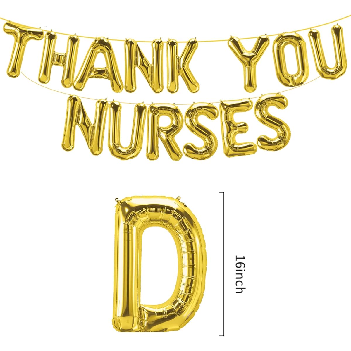 GP Gold Thank You Nurses Letter Foil Balloon Banner Decoration