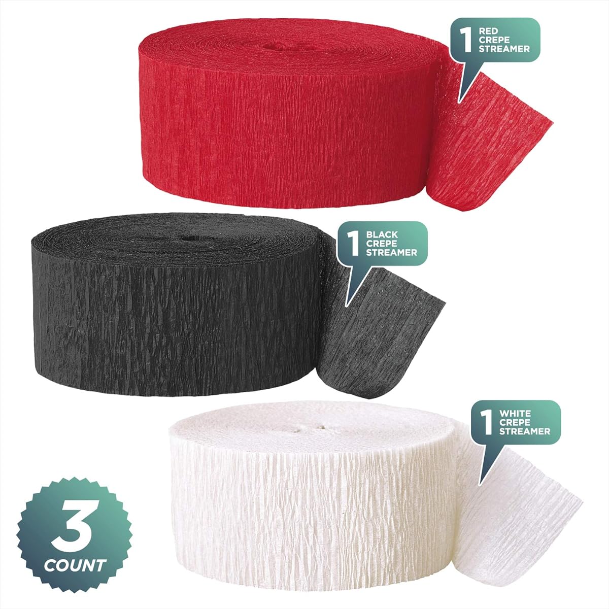 Ladybug Party Red Black White Crepe Paper Streamer Decorations 81 Feet Each (Set of 3)