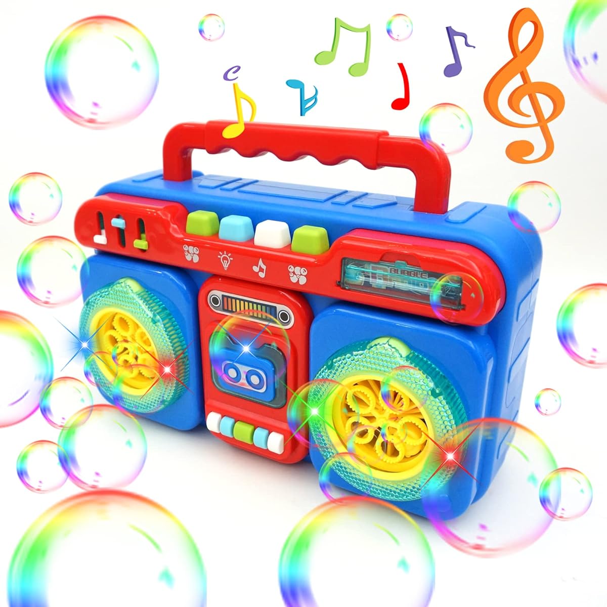 Bubble Machine Portable Automatic Bubble Machine for Kids 5000+ Bubbles/Minute Bubble Toy with Music & Light Indoor/Outdoor Games Birthday Party Best Gift for 3 4 5 6 7 8 Year Old Boys