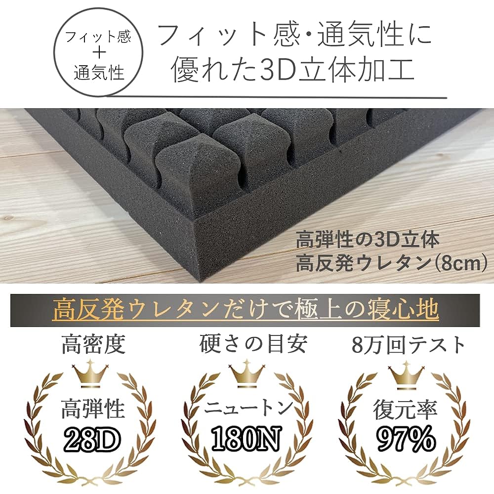 Relieve Sleep Mattress Single Size Tri-fold Folding High Resilience Memory Foam 2 Layer Structure Futon Thickness 9cm Washable Memory Foam Sheet Included Adjustable (97cm x 195cm) (Single)