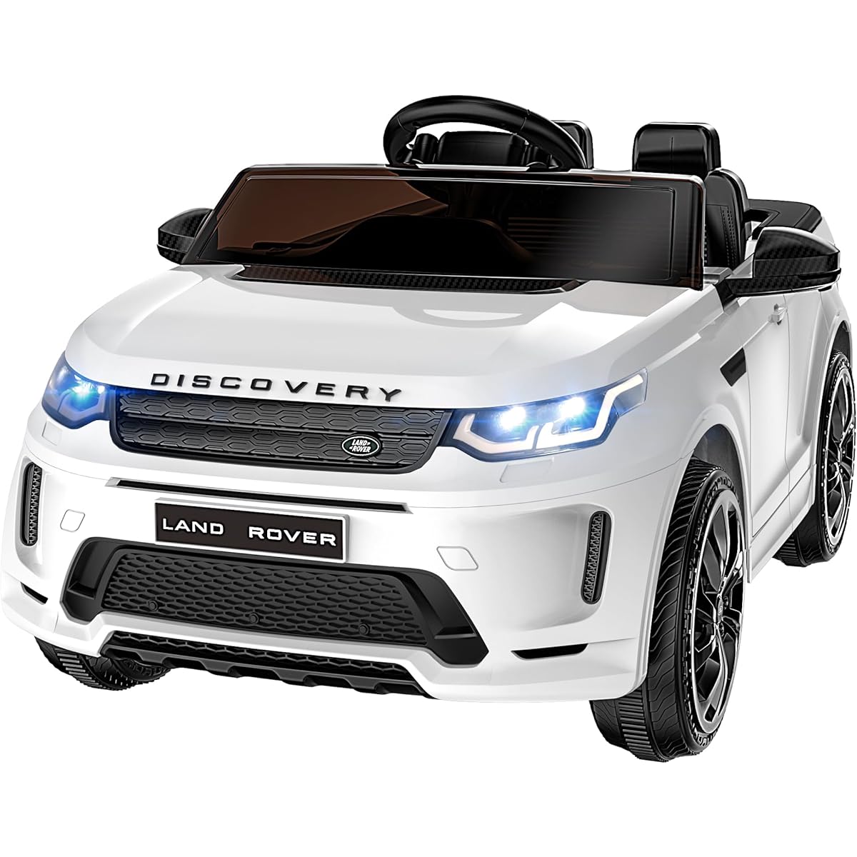ARBELI 12V Licensed Land Rover Kids Electric Car with Parent Remote Control Bluetooth Music Shock Absorber LED Lights Toys for 2-5 Year Olds (Single Seat) White