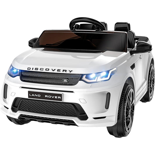 ARBELI 12V Licensed Land Rover Kids Electric Car with Parent Remote Control Bluetooth Music Shock Absorber LED Lights Toys for 2-5 Year Olds (Single Seat) White