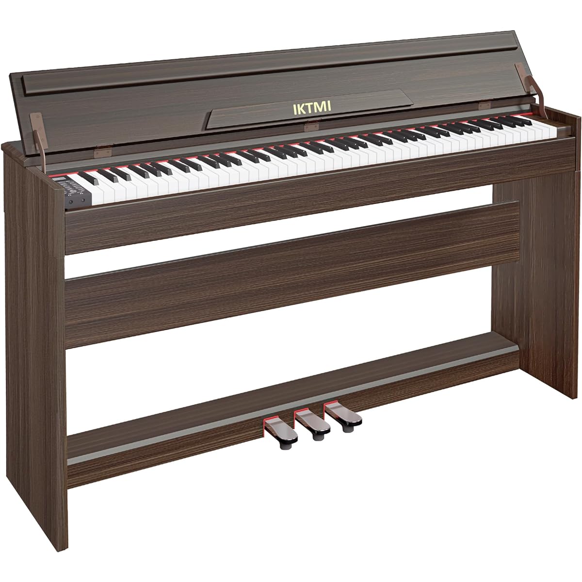 IKTMI Wooden Digital Piano 88 Keys Piano 88 Keys Upright Piano Electronic Piano Body Integrated Stand Digital Piano with Pedal Function Box MIDI Compatible for Children Beginners Adults Practice Piano Cover Included Orange…