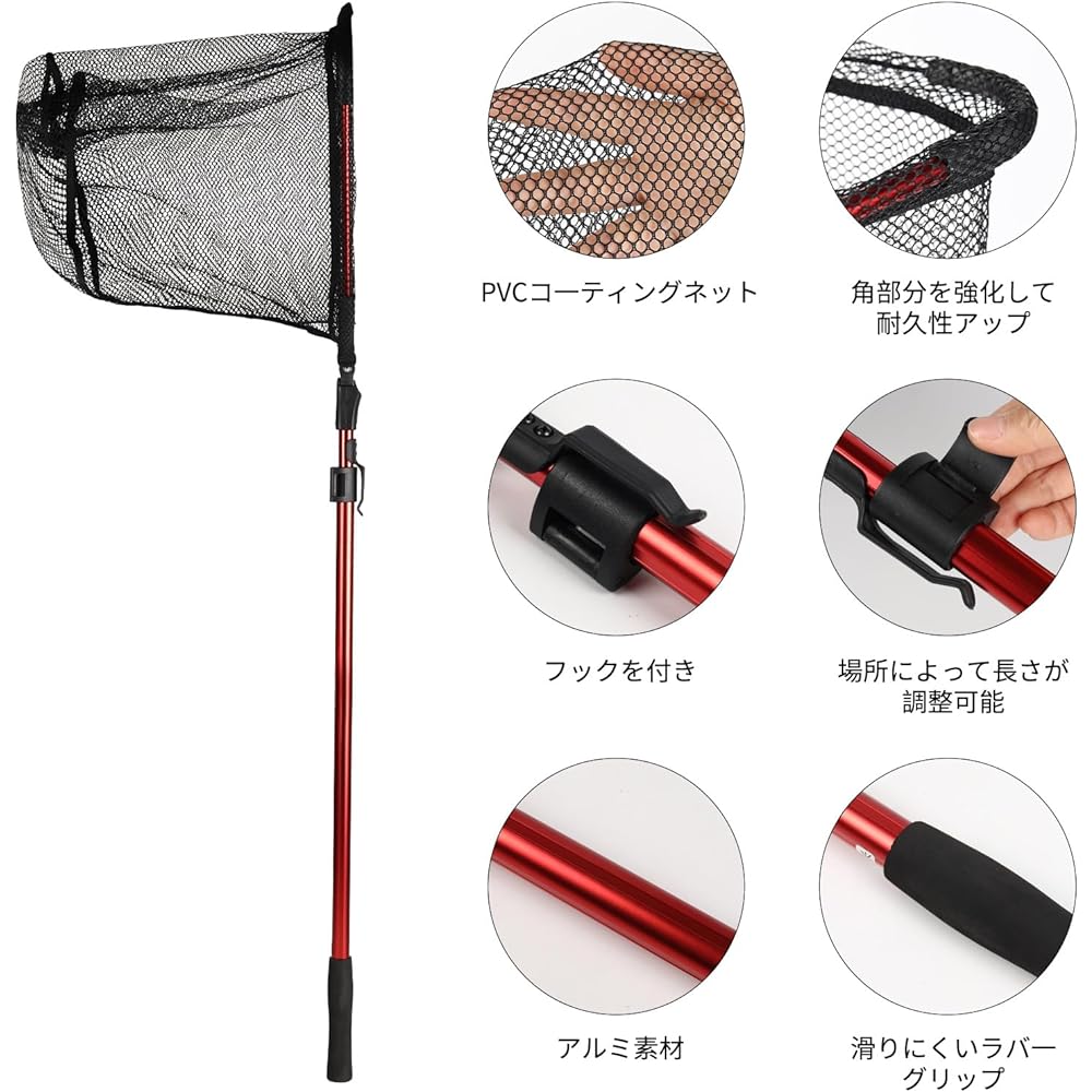 Ball Net Landing Net 1.8M 2.1M Foldable Ball Net Telescopic Fishing Adjustable Fishing Net Lightweight Rust-proof Material Multifunctional Tool Convenient Portability Suitable for Freshwater and Saltwater