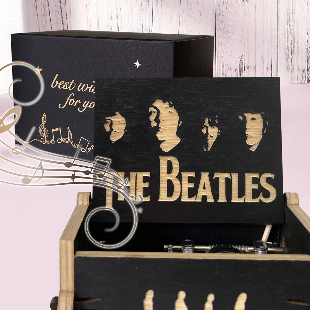 ORIMAMI The Beatles Gifts - Let It Be Classic Hand-Cranked Engraved Wooden Music Box, for Beatles Fans, Friends, Family, Mother's Day, Father's Day, Christmas, Anniversary (01)