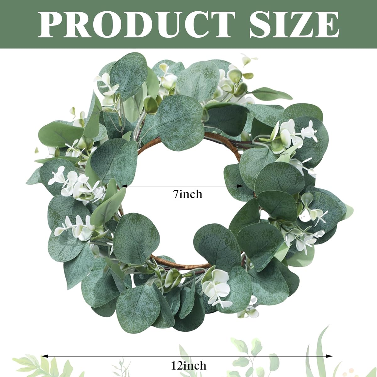 Redbaker 6 Pieces Eucalyptus Release Entrance 12 Inch Small Wreath Artificial Eucalyptus Green Wreath Large Berry Farmhouse Green Summer Wreath for Window Wall Home Porch Patio (Vivid)